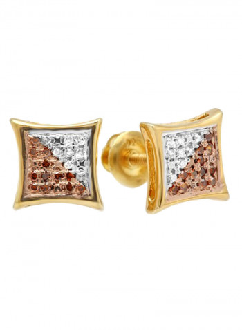 18 Carat Yellow Gold Plated Sterling Silver Diamond Kite Shape Stud Earring