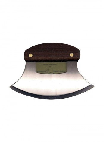 2-Piece Chopping Bowl With Walnut Handled Ulu Set Brown/Silver