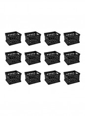 12-Piece Mini Storage Crate Black 9 x 7.88 x 6.13inch