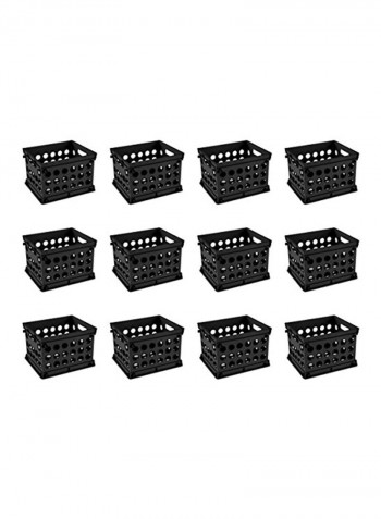 12-Piece Mini Storage Crate Black 9 x 7.88 x 6.13inch