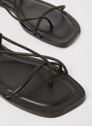 Adravia Tie-Up Flat Sandals Black