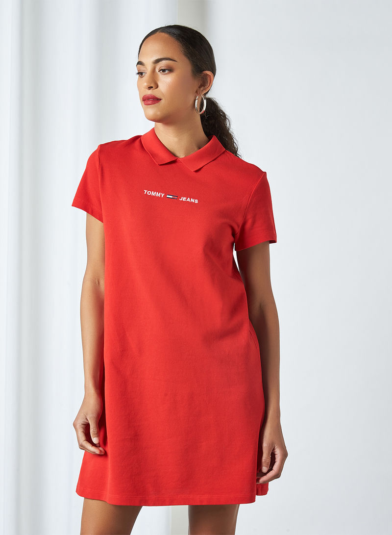 Essential Polo Dress Deep Crimson
