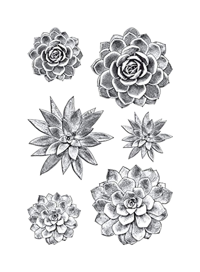 Rubber Stamp Set - Succulents Black/White
