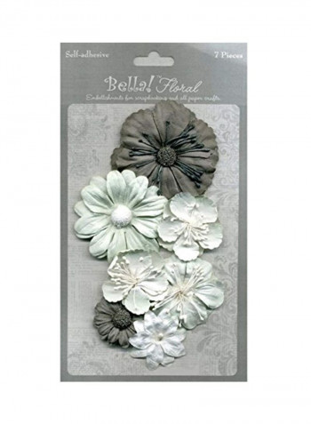 7-Piece Bella Paper Florals Grey/Green/White