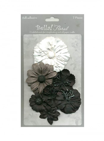 7-Piece Paper Florals Black/White