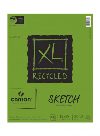 100-Sheet Extra Long Recycled Sketch Book Green/Black