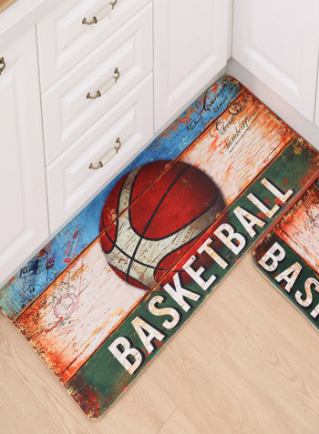Basketball Printed Anti-Skid Floor Mat Multicolour 50 x 160centimeter