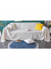 Modern Style Tassel Sofa Slipcover White