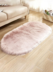 Oval Shaped Fluffy Floor Mat Light Pink 80 x 150centimeter