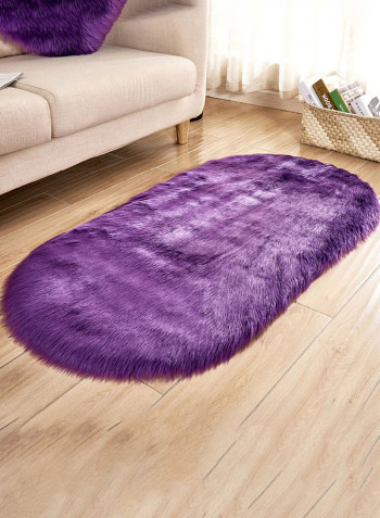 Oval Shaped Fluffy Floor Mat Purple 80 x 150centimeter
