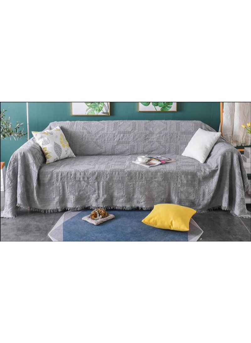 Tassel Pattern Supple Sofa Slipcover Grey