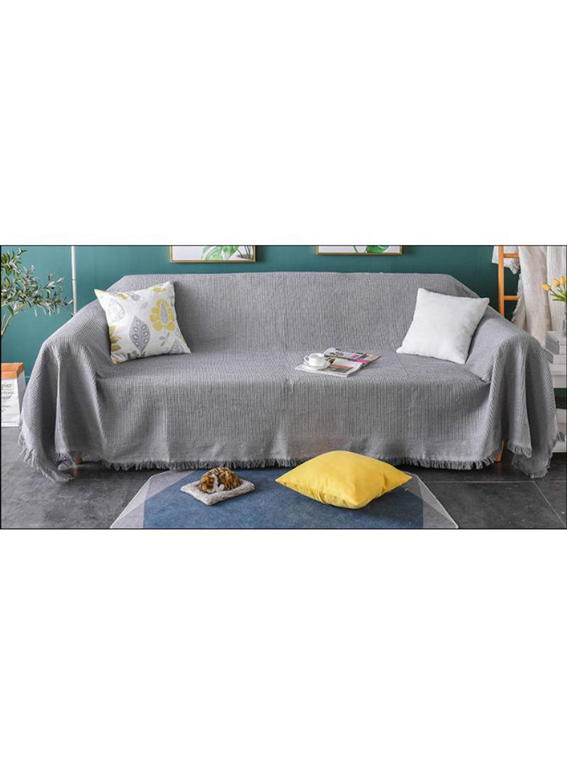 Solid Pattern Sofa Slipcover Grey 180 x 340centimeter