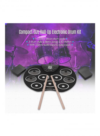Portable Electronic Drum Kit With 9 Silicon Pads