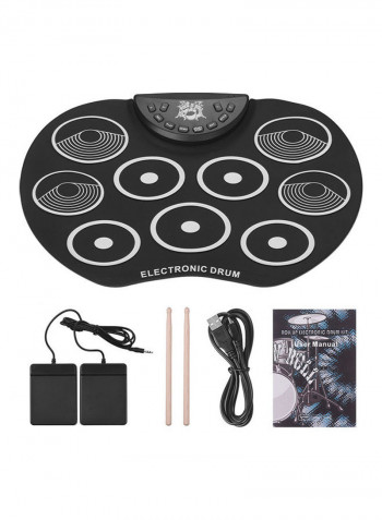Portable Electronic Drum Kit With 9 Silicon Pads