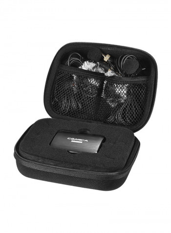 Dual Head Lavalier Lapel Microphone Clip On Condensor Mic Black