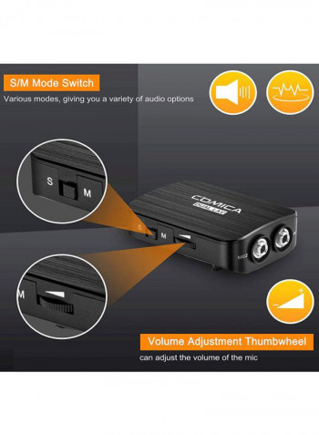Dual Head Lavalier Lapel Microphone Clip On Condensor Mic Black