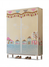 Printed Wardrobe Storage Organizer Multicolour 84x46x172centimeter