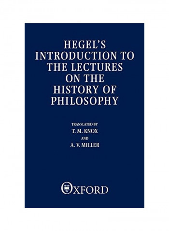 Hegel's Introduction to the Lectures on the History of Philosophy Paperback