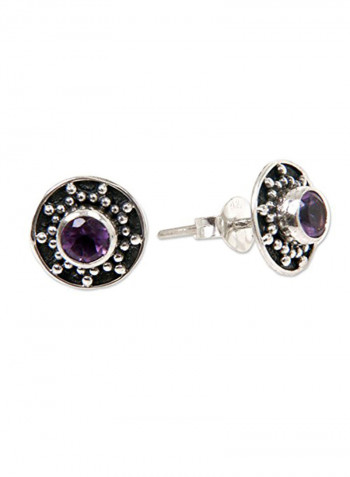 925 Sterling Silver 4.2 Carat Amethyst Stud Earrings