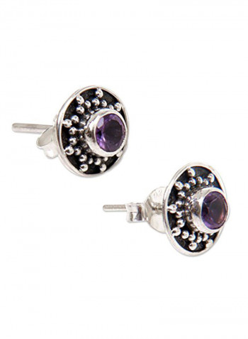 925 Sterling Silver 4.2 Carat Amethyst Stud Earrings