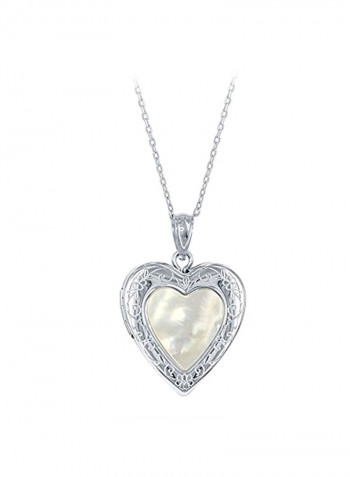 925 Sterling Silver Pearl Studded Heart Locket Pendant