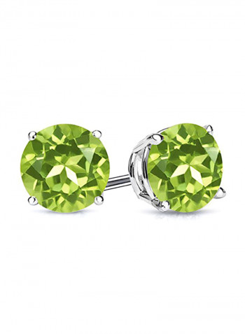 925 Sterling Silver Peridot Stud Earrings
