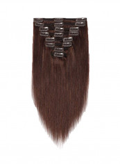 Long Straight Clip-in Human Hair Extension 2 Dark Brown 12inch
