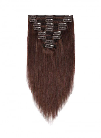 Long Straight Clip-in Human Hair Extension 2 Dark Brown 12inch