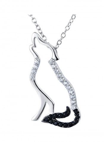 Wolf Pendant Necklace With Crystal Wolf Necklace