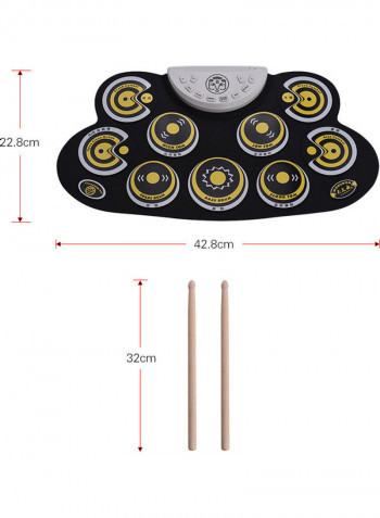 Portable Electronic Roll Up Drum Set With Drum Sticks