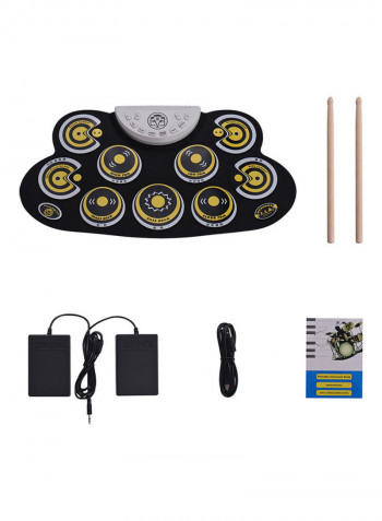 Portable Electronic Roll Up Drum Set With Drum Sticks
