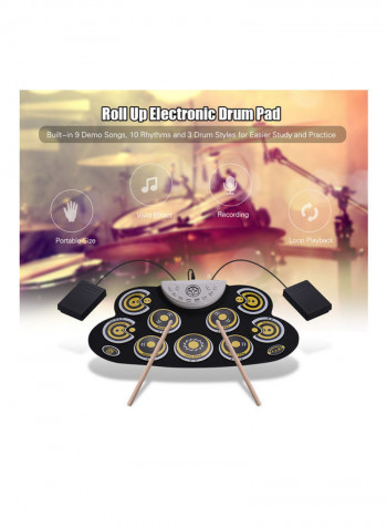 Portable Electronic Roll Up Drum Set With Drum Sticks