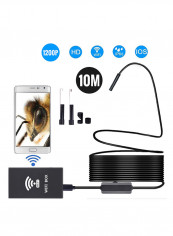 Wireless Endoscope IP68 Waterproof Wifi Borescope Inspection 2.0MP HD 8 LED 8mm Semi-Rigid Snake Camera For Iphones Ipads Android Devices And PC 17.0 x 13.0 x 5.0cm Black