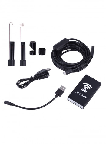 Wireless Endoscope IP68 Waterproof Wifi Borescope Inspection 2.0MP HD 8 LED 8mm Semi-Rigid Snake Camera For Iphones Ipads Android Devices And PC 17.0 x 13.0 x 5.0cm Black