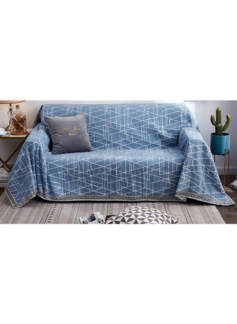 European Style Comfortable Sofa Slipcover Blue/White