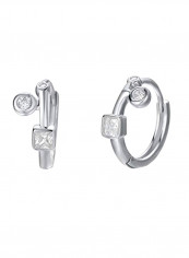 925 Sterling Silver White Gold Plated Cubic Zirconia Studded Huggie Hoop Earrings reviews 925 Sterling Silver White Gold Plated Cubic Zirconia Studded Huggie Hoop Earrings