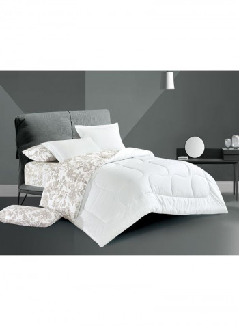6-Piece 100% Soft Cotton Luxurious King Size Comforter Set(Comforter 260x240cm,Fitted Sheet 200x200+30cm,2 Pillow Case 75x75cm,2 Pillow Cover 75x75cm White