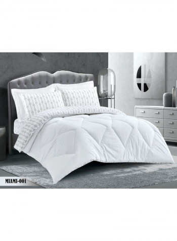 6-Piece 100% Soft Cotton Luxurious King Size Comforter Set(Comforter 260x240cm,Fitted Sheet 200x200+30cm,2 Pillow Case 75x75cm,2 Pillow Cover 75x75cm White