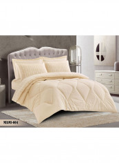 6-Piece 100% Soft Cotton Luxurious King Size Comforter Set(Comforter 260x240cm,Fitted Sheet 200x200+30cm,2 Pillow Case 75x75cm,2 Pillow Cover 75x75cm Beige