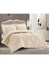 6-Piece 100% Soft Cotton Luxurious King Size Comforter Set(Comforter 260x240cm,Fitted Sheet 200x200+30cm,2 Pillow Case 75x75cm,2 Pillow Cover 75x75cm Beige