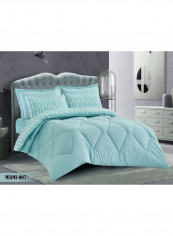 6-Piece 100% Soft Cotton Luxurious King Size Comforter Set(Comforter 260x240cm,Fitted Sheet 200x200+30cm,2 Pillow Case 75x75cm,2 Pillow Cover 75x75cm Blue