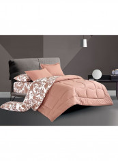 6-Piece 100% Soft Cotton Luxurious King Size Comforter Set(Comforter 260x240cm,Fitted Sheet 200x200+30cm,2 Pillow Case 75x75cm,2 Pillow Cover 75x75cm Brown