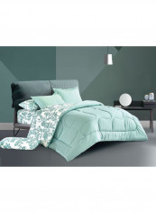 6-Piece 100% Soft Cotton Luxurious King Size Comforter Set(Comforter 260x240cm,Fitted Sheet 200x200+30cm,2 Pillow Case 75x75cm,2 Pillow Cover 75x75cm Green