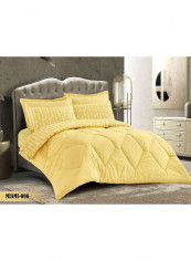 6-Piece 100% Soft Cotton Luxurious King Size Comforter Set(Comforter 260x240cm,Fitted Sheet 200x200+30cm,2 Pillow Case 75x75cm,2 Pillow Cover 75x75cm Yellow