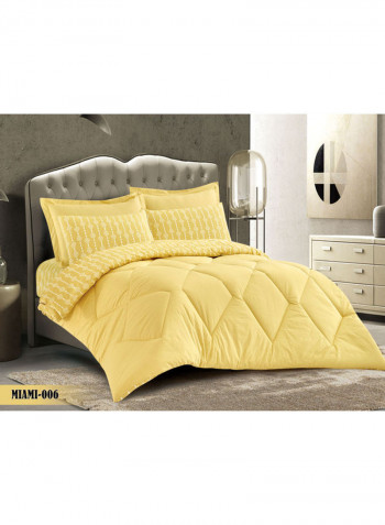 6-Piece 100% Soft Cotton Luxurious King Size Comforter Set(Comforter 260x240cm,Fitted Sheet 200x200+30cm,2 Pillow Case 75x75cm,2 Pillow Cover 75x75cm Yellow