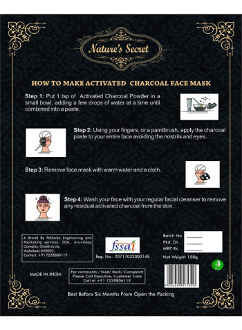 Activated Charcoal Powder Face Mask Black 35g