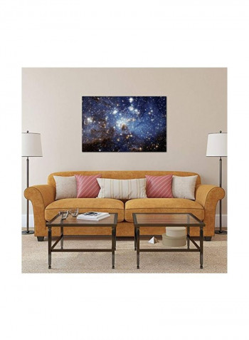 Hubble Space Telescope Canvas Print Black/Blue/Gold 18x12inch