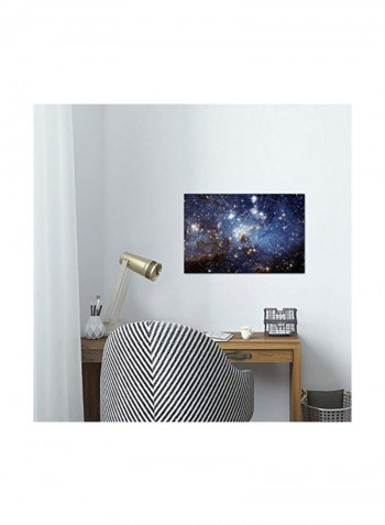 Hubble Space Telescope Canvas Print Black/Blue/Gold 18x12inch
