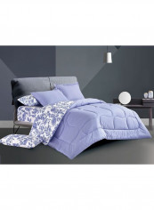6-Piece 100% Soft Cotton Luxurious King Size Comforter Set(Comforter 260x240cm,Fitted Sheet 200x200+30cm,2 Pillow Case 75x75cm,2 Pillow Cover 75x75cm Purple