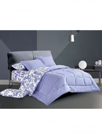 6-Piece 100% Soft Cotton Luxurious King Size Comforter Set(Comforter 260x240cm,Fitted Sheet 200x200+30cm,2 Pillow Case 75x75cm,2 Pillow Cover 75x75cm Purple